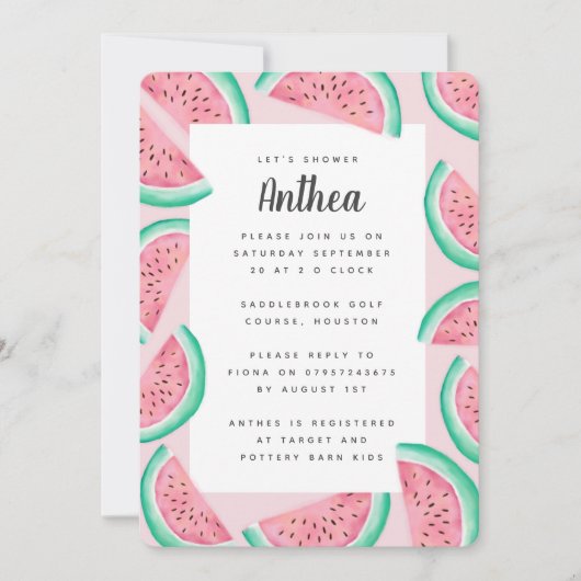 BABY SHOWER ETÉ WATERMELON INVITATION (Devant)