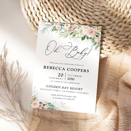 Baby shower Ethereal Blush Rose Rose Invitation