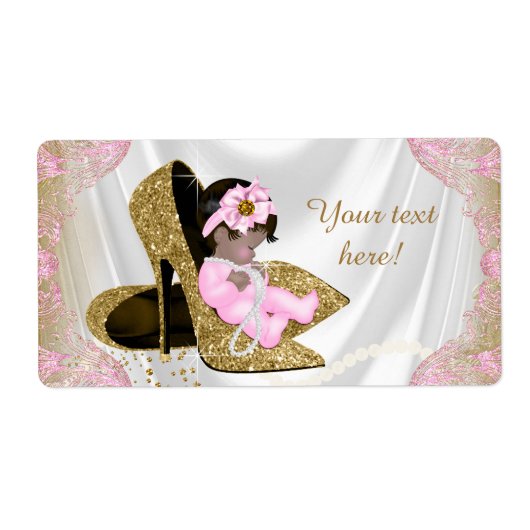 Baby shower ethnique rose or Étiquette bouteille d (Devant)