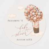 Baby shower Étiquette Brown Bear Balloons BearlyWa (Design 1)