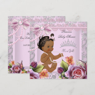  Baby shower Etnisch meisje Roze Pearl Roos Kaart