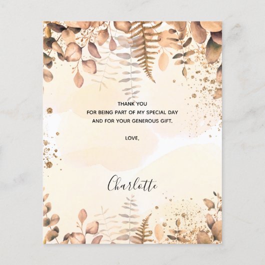 Baby shower eucalyptus glitter budget bedankt (Achterkant)