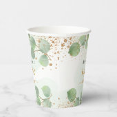 Baby shower eucalyptus glitter goumonogram papieren bekers (Rechts)