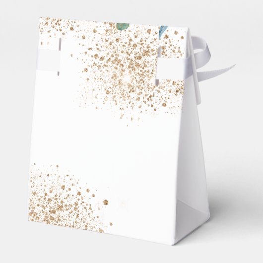 Baby shower eucalyptus gold glitter dank bedankdoosjes (Achterkant)