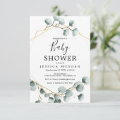 Baby shower Eucalyptus Green Invitation Card (Debout devant)
