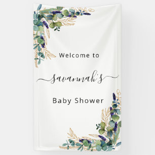 Baby shower eucalyptus greenery gold monogram spandoek