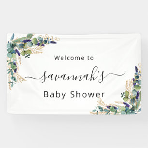 Baby shower eucalyptus greenery gold monogram spandoek