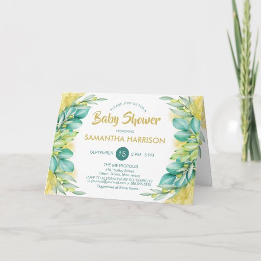 Baby shower Eucalyptus laat luidere afdrukking 2 i (Voorkant)