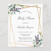 Baby shower eucalyptus lavender geo budget flyer (Voorkant)