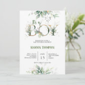 Baby shower Eucalyptus vert Invitation (Debout devant)