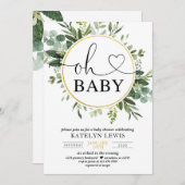 Baby shower Eucalyptus vert Invitation (Devant / Derrière)