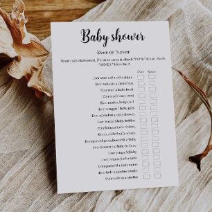 Baby Shower Ever of Never-spel, Printbaar Kaart