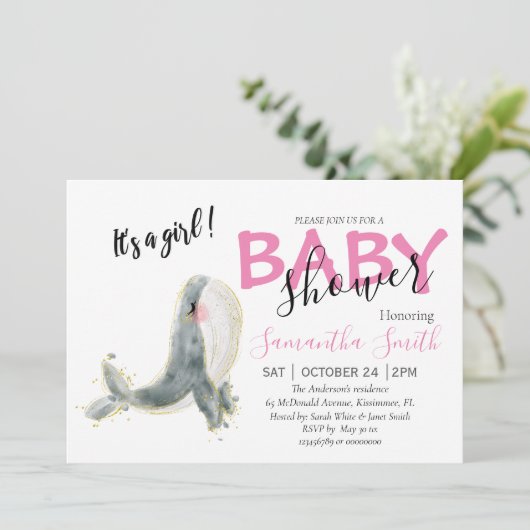 BABY SHOWER FAIRE-PART FILLE (Debout devant)