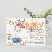 Baby shower Farm Boy Invitation au coq (Debout devant)