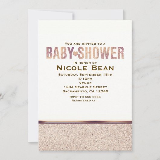 Baby shower Faux Rose Gold Champagne Invitation (Devant)