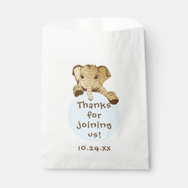 Baby shower Favor Bag, Gold Blue Elephant Bedankzakje