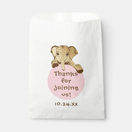 Baby shower Favor Bag, goudroze olifant Bedankzakje