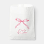 Baby shower Favor Bag Pink Bow Girly Bedankzakje (Voorkant)