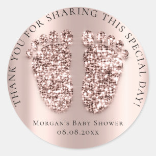 baby shower Favor Dank Glitter Girl Boy RoseFeets Ronde Sticker