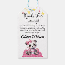 Baby shower Favor Tags, Roze Panda Thema