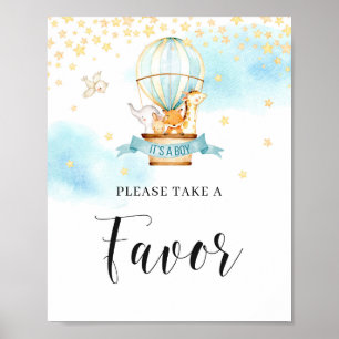 Baby shower Favor-teken heteluchtballondieren Poster