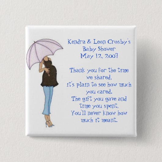 baby shower Favor Vierkante Button 5,1 Cm (Voorkant)