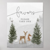 Baby shower Favorieten teken Winter Boho Woodland Poster (Voorkant)