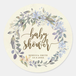 baby shower favorise autocollants boho bleu floral
