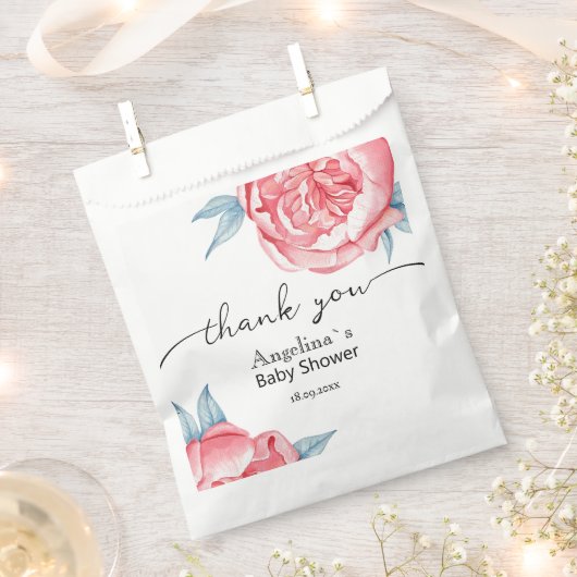 Baby shower Favoriser Sacs Aquarelle Peonies (Coupé)
