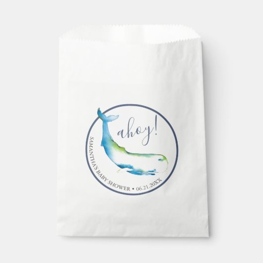 Baby shower Favoriser Sacs Cute Aquarelle Baleine (Devant)