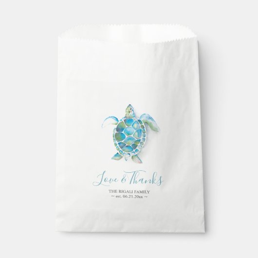 Baby shower Favoriser Sacs Tortue de mer (Devant)
