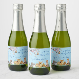 Baby shower Fawn Uil Natuur Pop het als ze Poppen Sparkling Wijnetiket