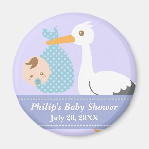 Baby Shower Feest Favor - Ooievaar bezorgt babyjon Magneet