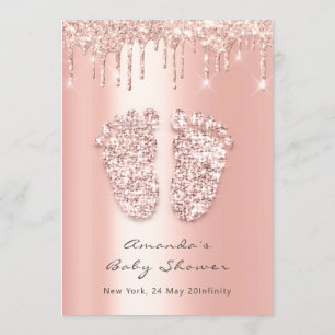 Baby shower Feet Glitter Roos Draagt foto Jongen m Kaart