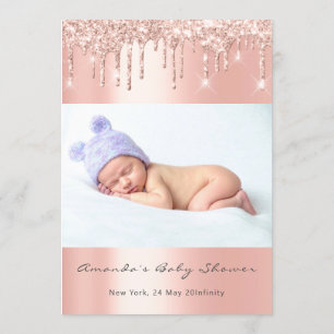 Baby shower Feet Glitter Roos Draagt foto Jongen m Kaart