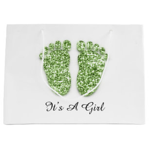 baby shower Feet Het is een Jongerenmeisje Groen W Groot Cadeauzakje