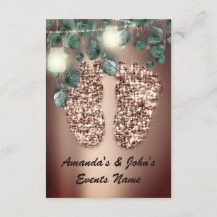 Baby shower Feet Rustic Roos Glitter Girl Boy Kaart