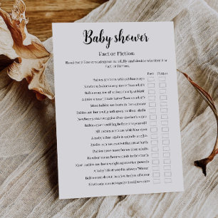Baby Shower Feit of Fictie Spel, Baby Trivia Kaart