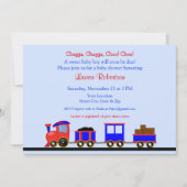 Baby shower ferroviaire rouge et bleu Invitation (Devant)