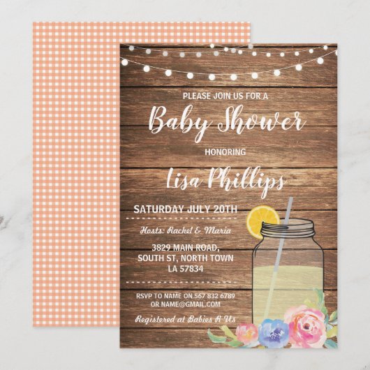 Baby shower fête été Wood Mason Jar Invitation (Devant / Derrière)