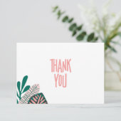 Baby shower Feuille rose tropical Carte de remerci (Debout devant)