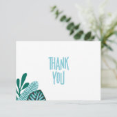 Baby shower Feuille Tropical Aqua Carte de remerci (Debout devant)
