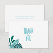 Baby shower Feuille Tropical Aqua Carte de remerci (Devant / Derrière)
