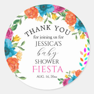 Baby shower Fiesta Bloemenfeest Favor Sticker