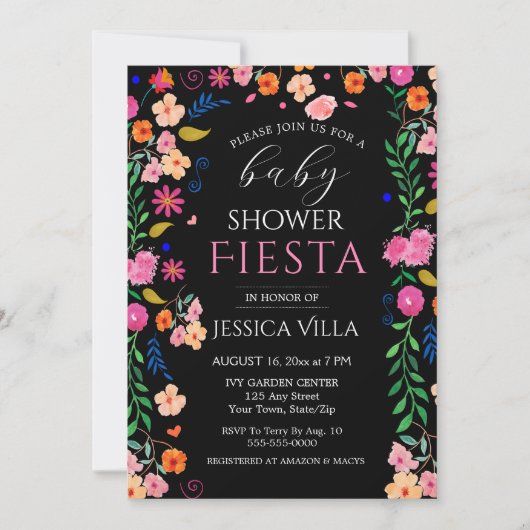 Baby shower Fiesta Floral Pink Party Invitation (Devant)