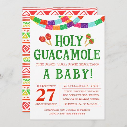 BABY SHOWER FIESTA INVITATION (Devant / Derrière)