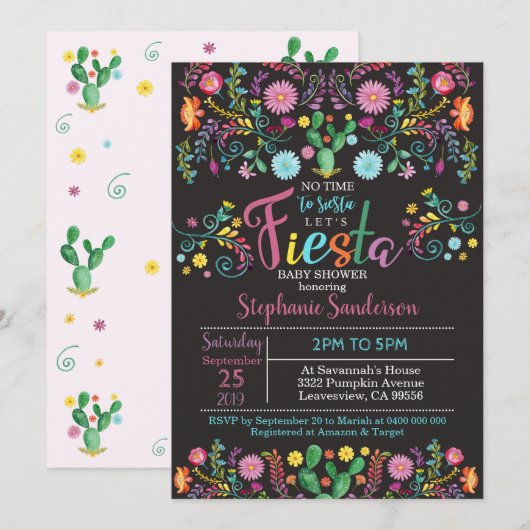 Baby shower Fiesta Invitation Baby shower mexicain (Devant / Derrière)