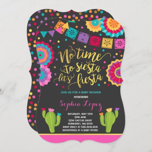 Baby shower Fiesta Invitation Baby shower mexicain (Devant / Derrière)