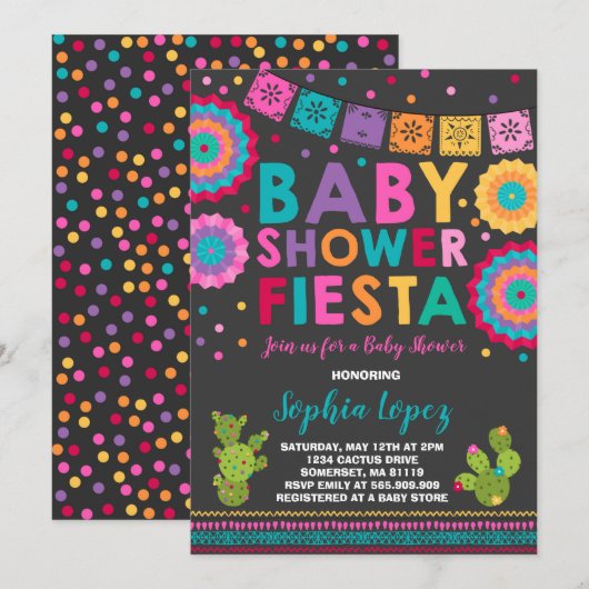 Baby shower Fiesta Invitation Baby shower mexicain (Devant / Derrière)