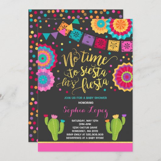 Baby shower Fiesta Invitation Baby shower mexicain (Devant / Derrière)